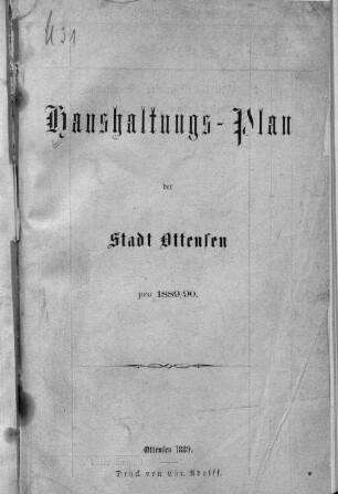 1889/90(1889): Haushaltungs-Plan der Stadt Ottensen : pro ...
