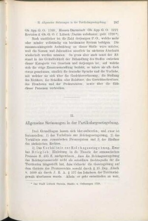 II. Allgemeine Strömungen in der Partikulargesetzgebung.