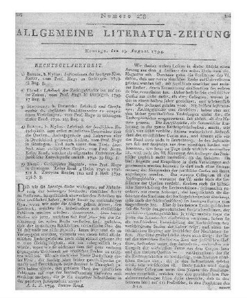 Hugo, G.: Institutionen des heutigen Römischen Rechts. Berlin: Mylius 1789
