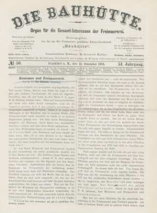 No. 50. Frankfurt a. M., den 12. Dezember 1908. 51. Jahrgang.
