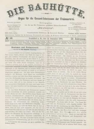 No. 50. Frankfurt a. M., den 12. Dezember 1908. 51. Jahrgang.