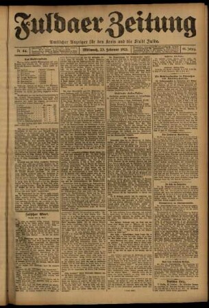 Erste Ausgabe vom Mittwoch, den 23. Februar 1921.