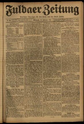 Erste Ausgabe vom Mittwoch, den 23. Februar 1921.