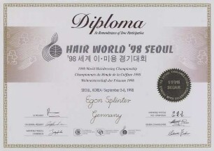 CIC - DIPLOMA for E. SPLINTER'S PARTICIPATION