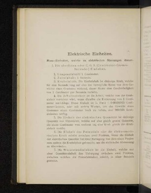 Elektrische Einheiten.