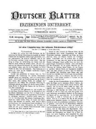 Ist die Umgestaltung des höheren Schulwesens nötig?