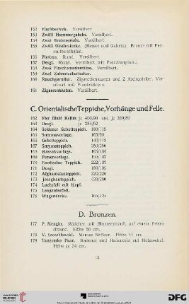 C. Orientalische Teppiche, Vorhänge und Felle (Nr. 162-176)