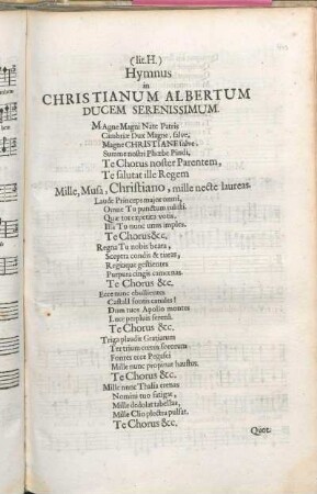 (.lit. H.) Hymnus in Christianum Albertum Ducem Serenissimum.