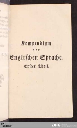 Kompendium der Englischen Sprache. Erster Theil.