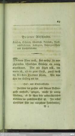 Dritter Abschnitt. Kirchen, Schulen, öffentliche Gebäude, Merkwürdigkeiten, Kollegien, Roßarzneischule und Kunstakademie
