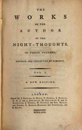 The Works Of The Author Of The Night-Thoughts : In Three Volumes, 1