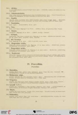 IV. Porcellán. Porzellan (Nr. 531-720/i.)