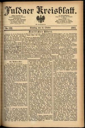 Erste Ausgabe vom Dienstag, den 15. Oktober 1901.