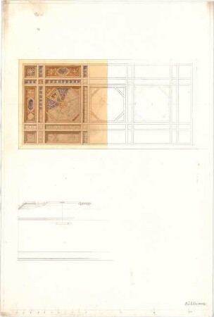 Bühlmann, Josef; Skizzen (Architektur, Möbel, Ornamente) - Decke (Teilansicht, Schnitt)