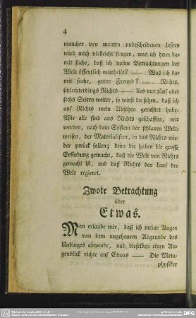 Zwote Betrachtung über Etwas