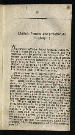 Wertheste FReunde und protestantische Mitchristen