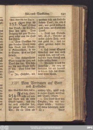 XXV. Vom Vertrauen auf Gott und Trostlieder.