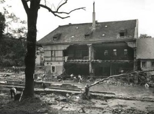 Unwetterkatastrophe im Osterzgebirge am 8./9. Juli 1927. Berggießhübel. Zerstörungen nach der Hochflut