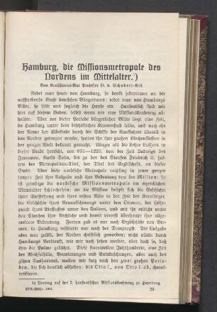 Hamburg, die Missionsmetropole des Nordens im Mittelalter