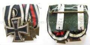 Große Ordensspange mit zwei Dekorationen: Eisernes Kreuz 2. Klasse von 1914 und Ehrenkreuz des Weltkrieges für Frontkämpfer