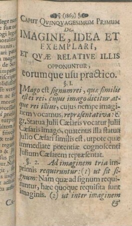 Caput Qvinqvagesimum Primum De Imagine, Idea Et Exemplari, Et Qvæ Relative Illis Opponuntur, eorumque usu practico.