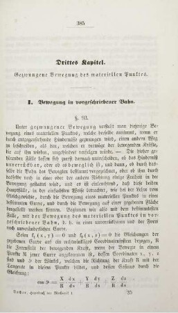 Drittes Kapitel. Gezwungene Bewegung des materiellen Punktes.