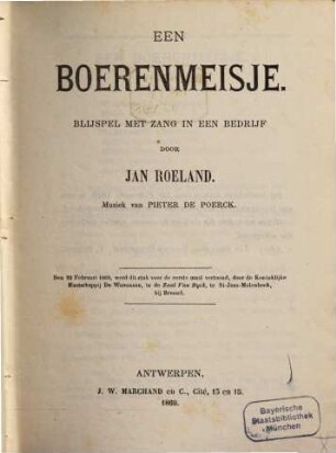 Een Boerenmeisje : blijspel in een bedrijf