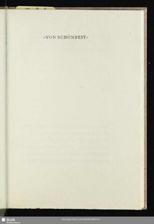 «Von Schönheit»