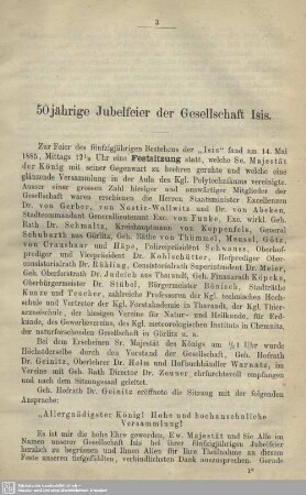 50jährige Jubelfeier der Gesellschaft ISIS