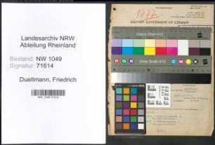 Entnazifizierung Friedrich Duellmann , geb. 15.03.1890 (Lehrer)