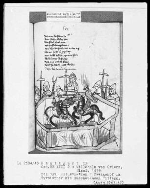 Willehalm von Orlens, Folio 4recto-299verso — Willehalm von Orlens, Folio 4recto-299versoZweikampf, Folio 137recto
