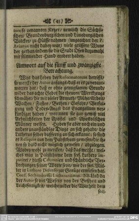 Antwort auf die fünff und zwanzigste Betrachtung