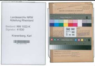 Entnazifizierung Karl Kranenberg , geb. 22.11.1891 (Bahnbeamter)