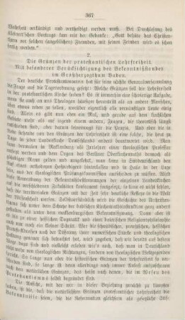 367[369]-381[383]Die Gränzen der protestantischen Lehrfreiheit : Mit besonderer Berücksichtigung des Bekenntnißstandes im Großherzogthum Baden