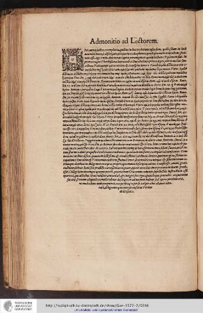 Admonitio ad Lectorem