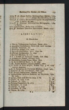 131-141, Libri Latini. In Duodecimo - Omissi