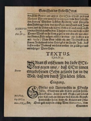 Textus I. Joh. IV. 9.