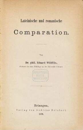 Lateinische und romanische Comparation