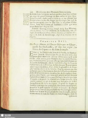 Chapitre XVII. Des Freres Mineurs de l'Etroite Observance en Espagne appellés les Dèchaussés, & dans leur origine, les Freres du Capuce ou du saint Evangile