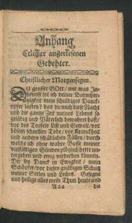 Anahng Etlicher außerlesenen Gebehter.