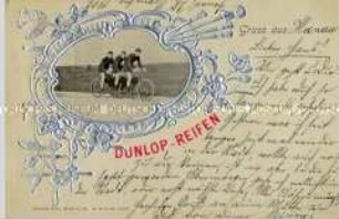 Werbepostkarte für Dunlop-Reifen