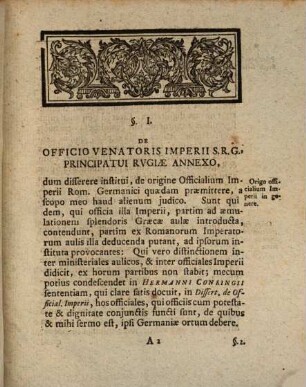 Diss. acad. de officio venatoris imperii principatui Rugiae annexo