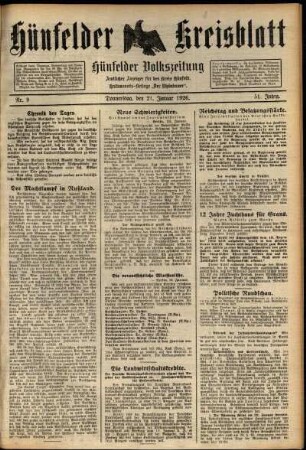 Ausgabe vom Donnerstag, den 21. Januar 1926.