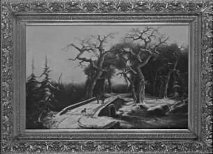 Zwei Jäger im verschneiten Winterwald