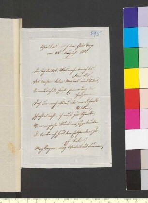 Eigenhändiges Geburtstagsgedicht Boisserées für G. Wiesbaden auf dem Geisberg am 28t August 1818