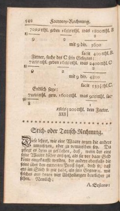 Stich- oder Tausch-Rechnung
