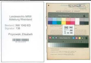 Entnazifizierung Elisabeth Przyrowski , geb. 06.09.1919 ()