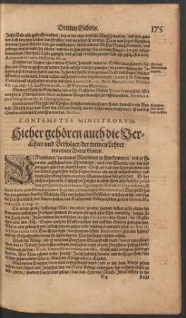 Contemptus Ministrorum. Hierher gehören auch die Verächter und Verfolger/ der treuen Lehrer des reinen Worts Gottes.