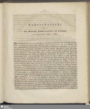 Jahresbericht über die Königl. Landesschule zu Grimma vom September 1835-1836