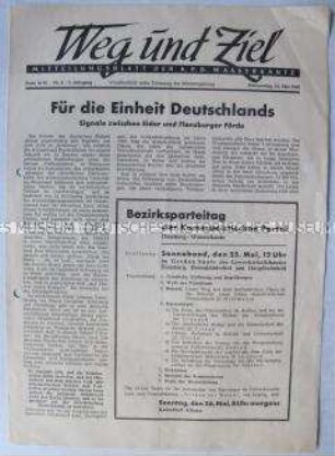 Mitteilungsblatt der KPD Wasserkante u.a. zur Frage der deutschen Einheit